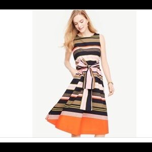 Ann Taylor striped belted dress
